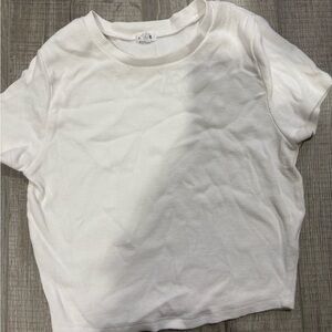 Garage White Ribbed Short Sleeve Tee